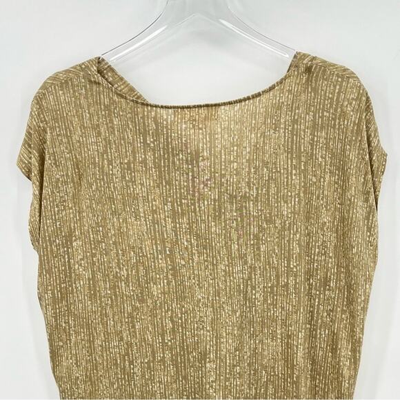 Michael Michael Kors tan striped twist front ruched cap sleeve V neck blouse XL - Picture 4 of 8